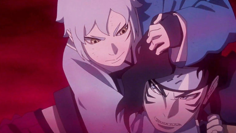 3. Boruto et Mitsuki affrontent Shizuma avec l'aide de Kagura.